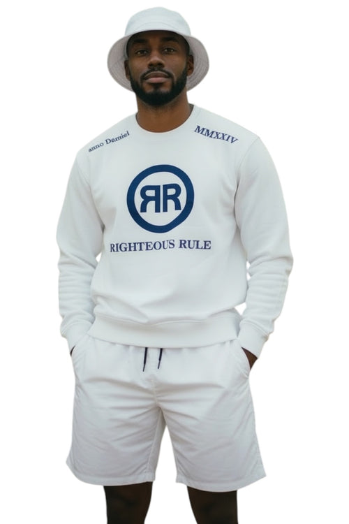 Circle Logo Premium Cotton Fleece Sweatshirt WH/BL - RIGHTEOUS RULE