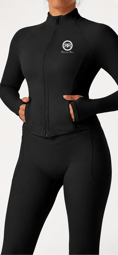 The Standard Jacket – Women's in Black with white RR circle logo