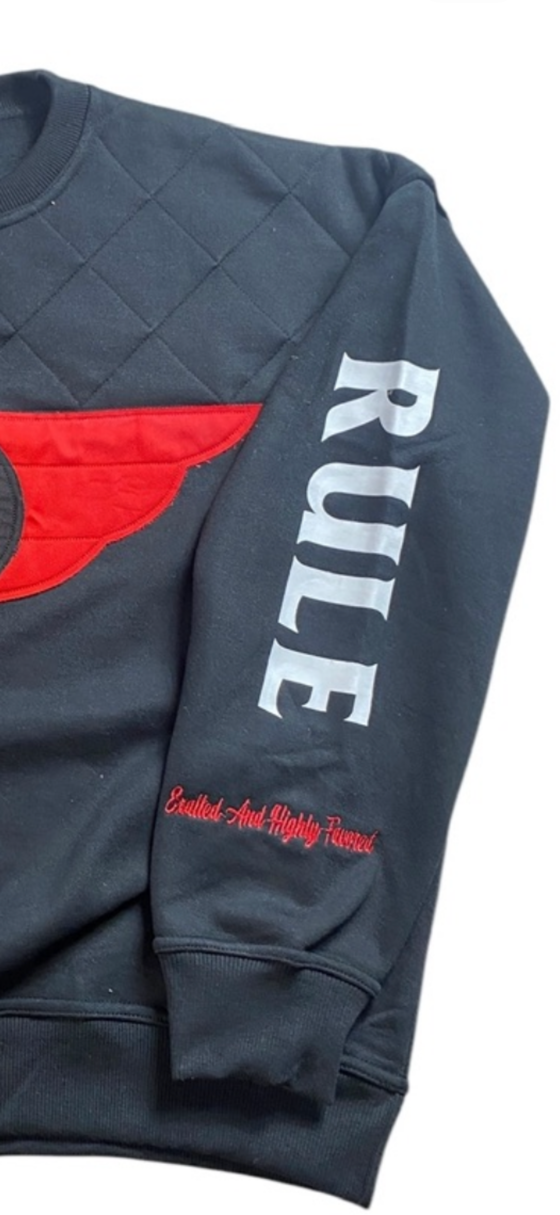 Holy Wing Distressed Logo Sweatshirt bk/red - RIGHTEOUS RULE