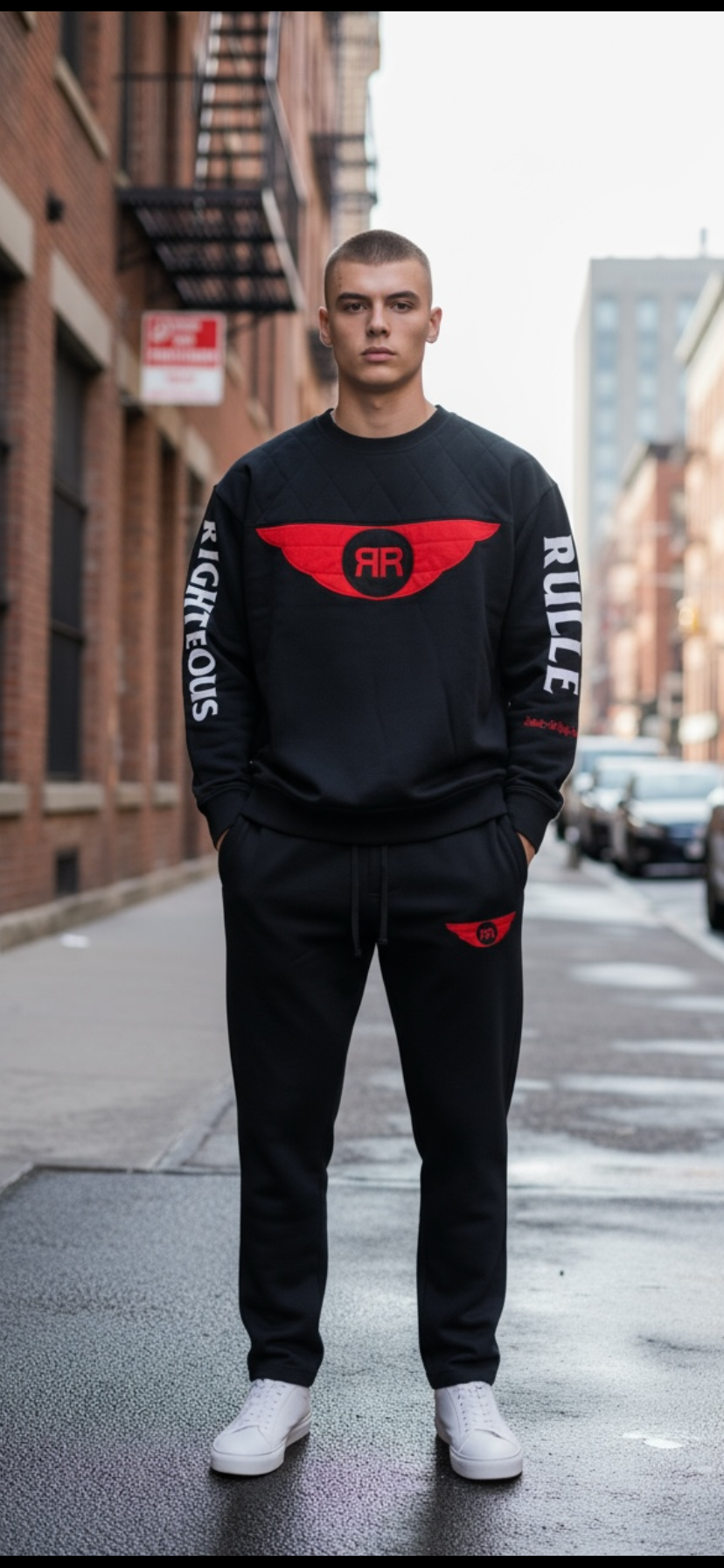 Holy Wing Distressed Logo Sweatshirt bk/red