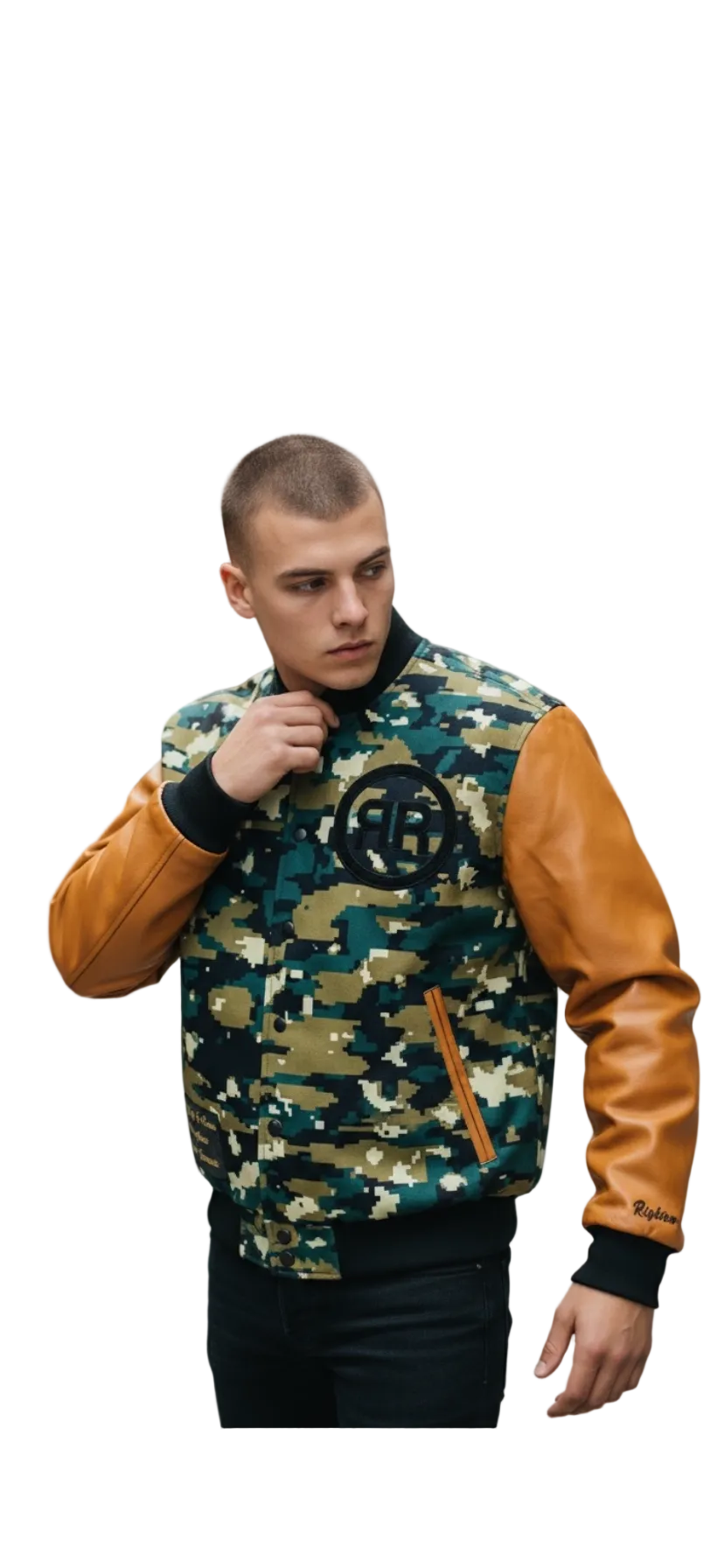 Righteous Rule "Flagship 1 Camouflage" Varsity Jacket. - RIGHTEOUS RULE