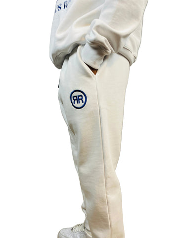 White/Blue Heavyweight Circle Logo Crewneck Sweatsuit - RIGHTEOUS RULE