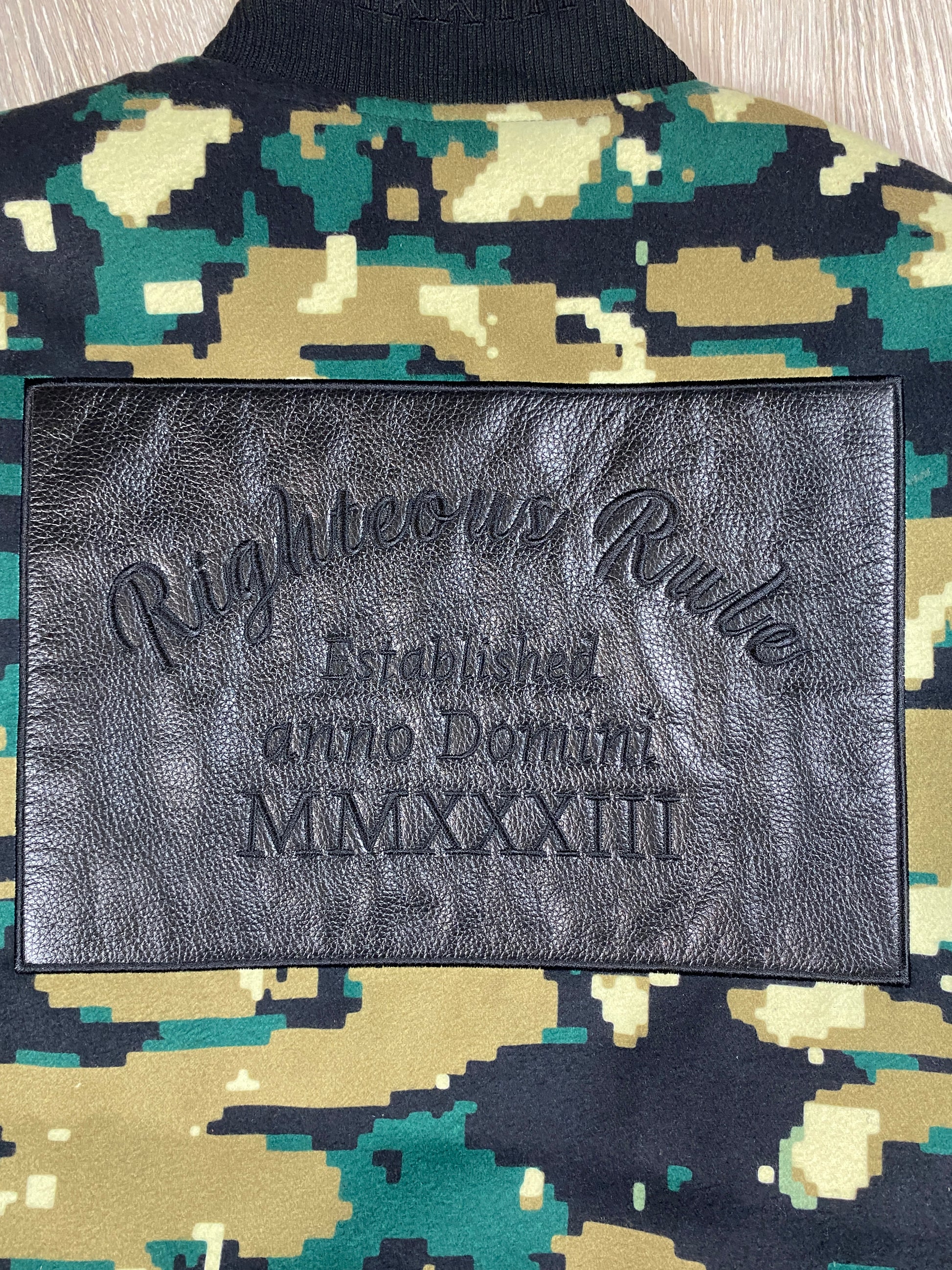 Righteous Rule "Flagship 1 Camouflage" Varsity Jacket. - RIGHTEOUS RULE