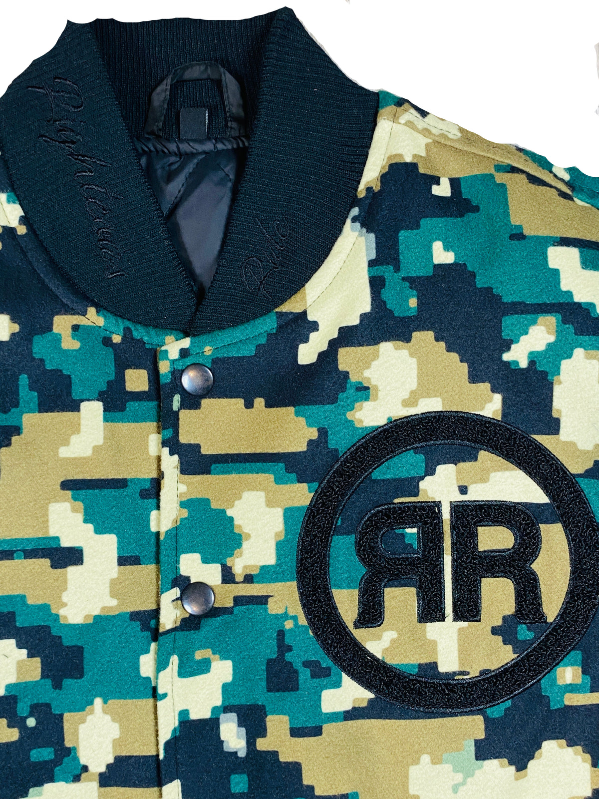 Camouflage/ Black Varsity Jacket - RIGHTEOUS RULE