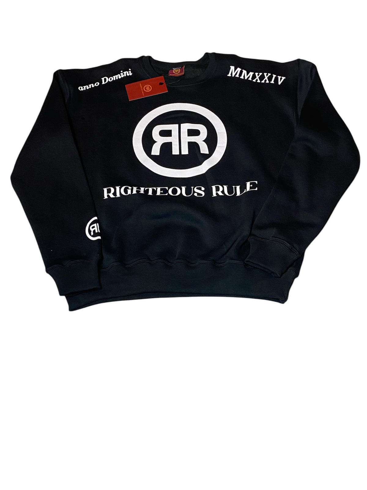 Black/White Heavyweight Circle Logo Sweatsuit - RIGHTEOUS RULE