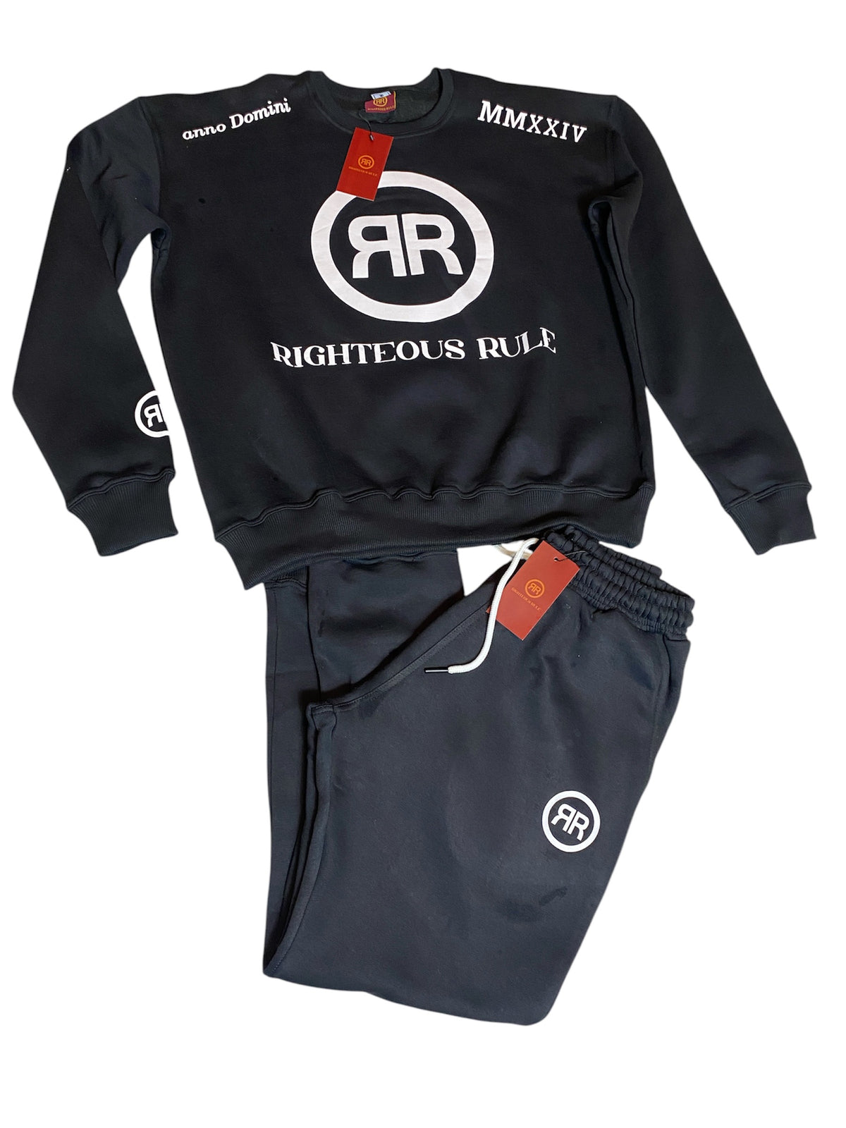 Circle Logo Sweatshirt Premium Cotton Fleece BK/WH - RIGHTEOUS RULE