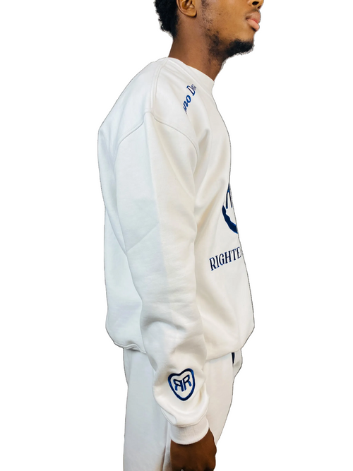 Circle Logo Premium Cotton Fleece Sweatshirt WH/BL - RIGHTEOUS RULE