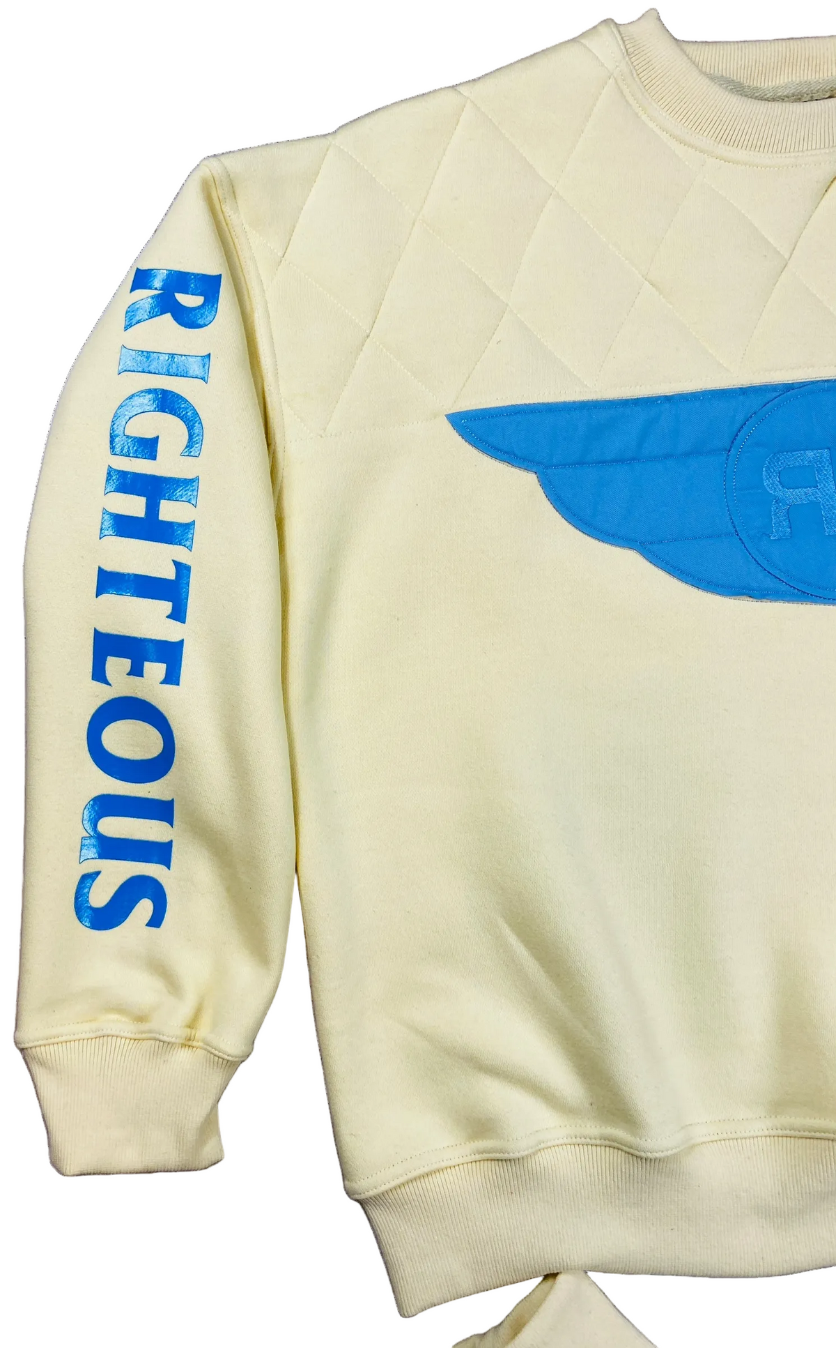 Righteous Rule Holy Wings Cream/Sky Blue Cotton Fleece Crewneck Sweatsuit - RIGHTEOUS RULE