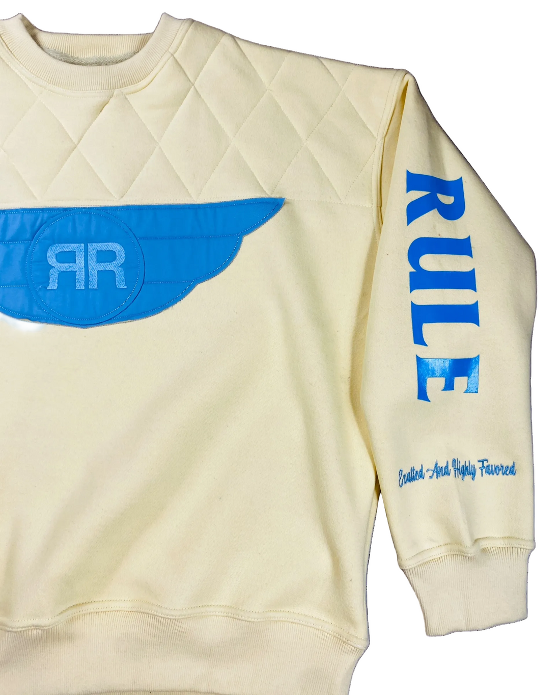 Righteous Rule Holy Wings Cream/Sky Blue Cotton Fleece Crewneck Jogger Set - RIGHTEOUS RULE