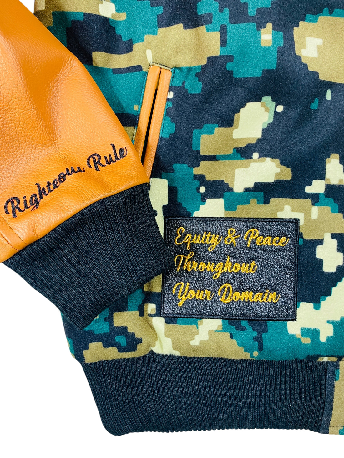 Righteous Rule "Flagship 1 Camouflage" Varsity Jacket. - RIGHTEOUS RULE