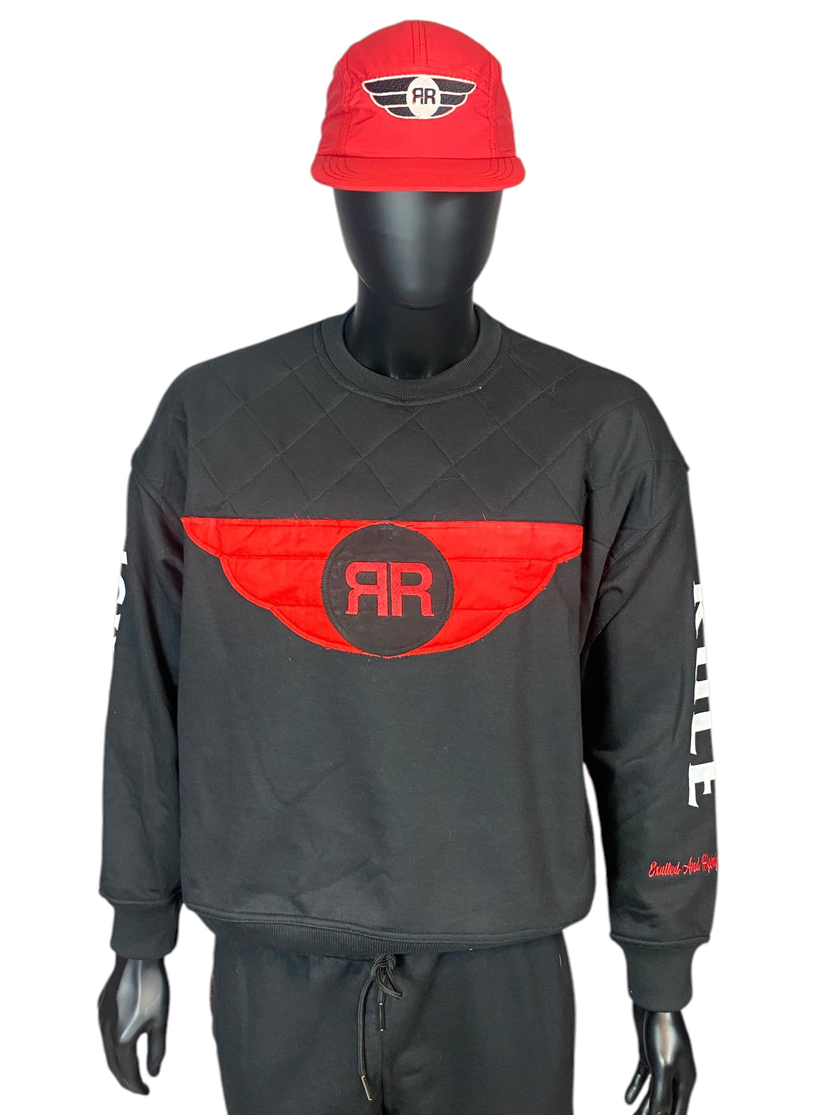 Holy Wing Distressed Logo Sweatshirt bk/red - RIGHTEOUS RULE