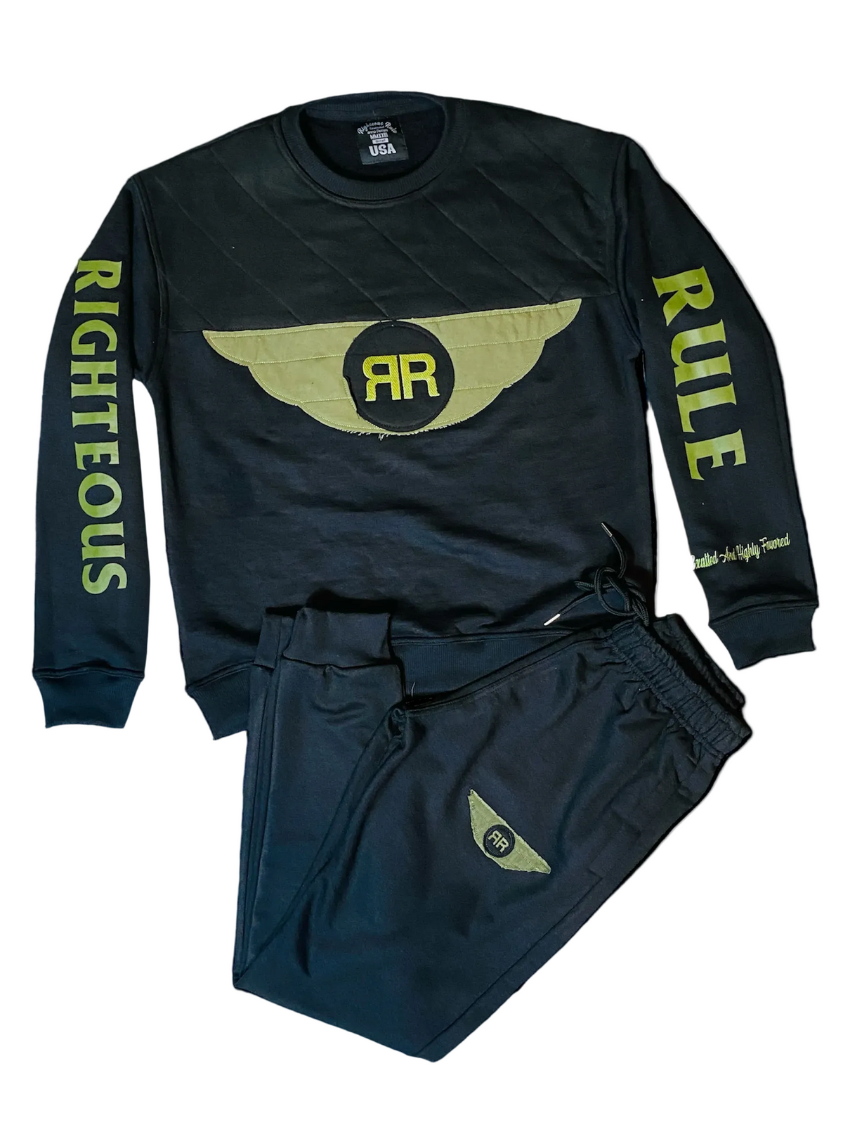 Righteous Rule “Holy Wings” Crewneck Sweatsuit. - RIGHTEOUS RULE