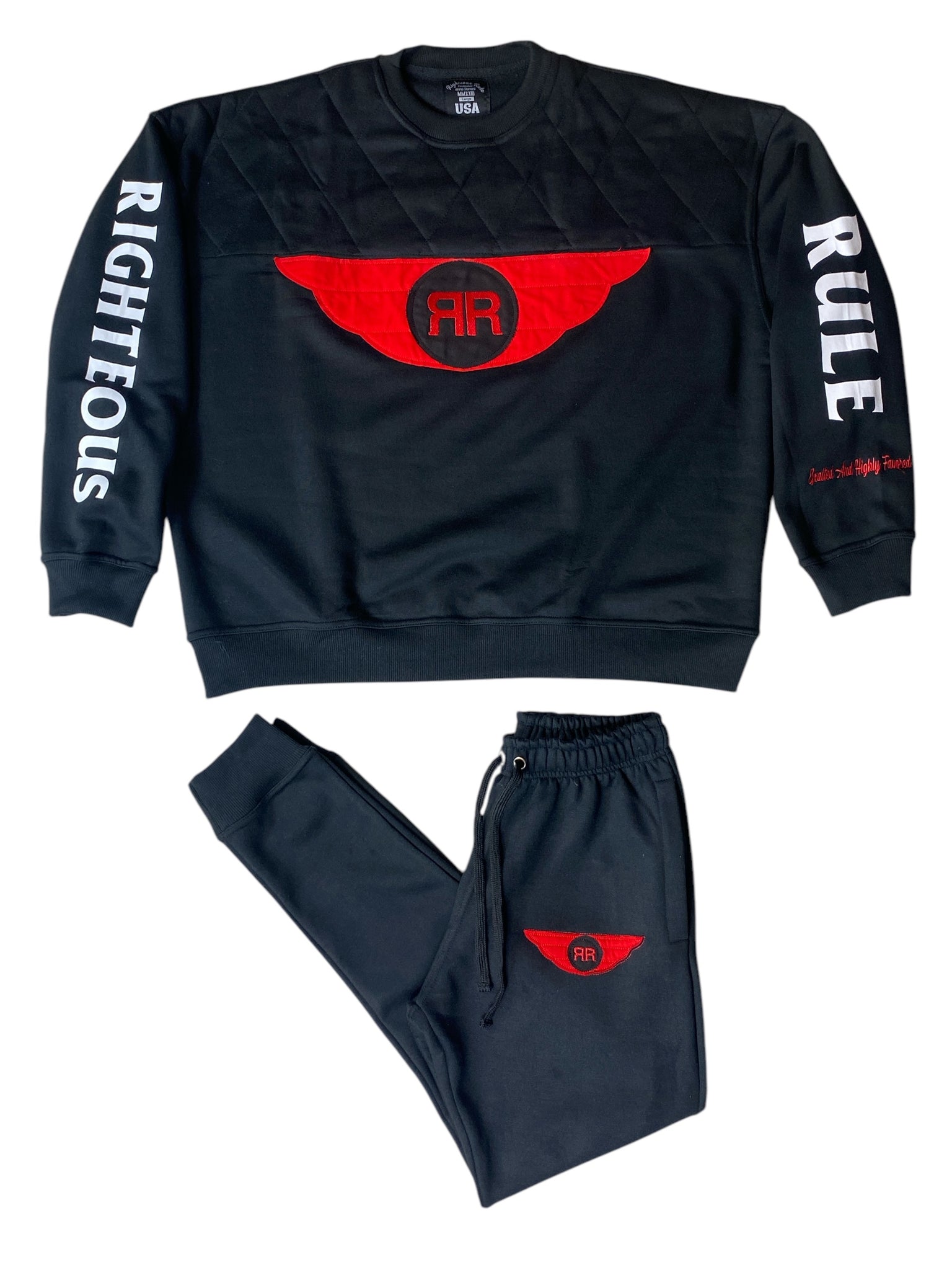 Righteous Rule “Holy Wings” 2pc Crewneck sweatsuit. - RIGHTEOUS RULE