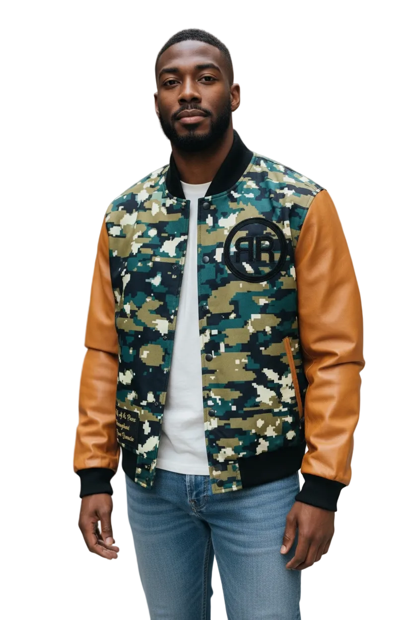 Righteous Rule "Flagship 1 Camouflage" Varsity Jacket. - RIGHTEOUS RULE