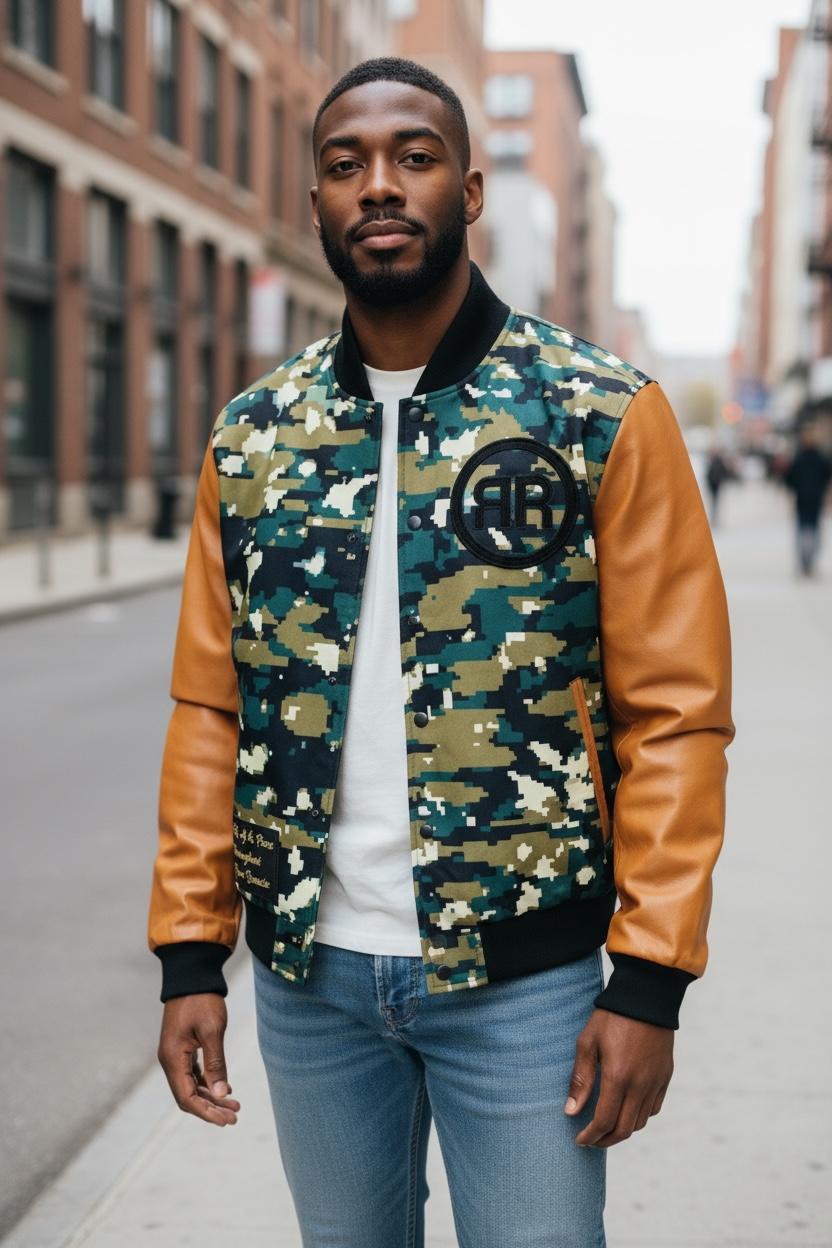 Righteous Rule "Flagship 1 Camouflage" Varsity Jacket. - RIGHTEOUS RULE
