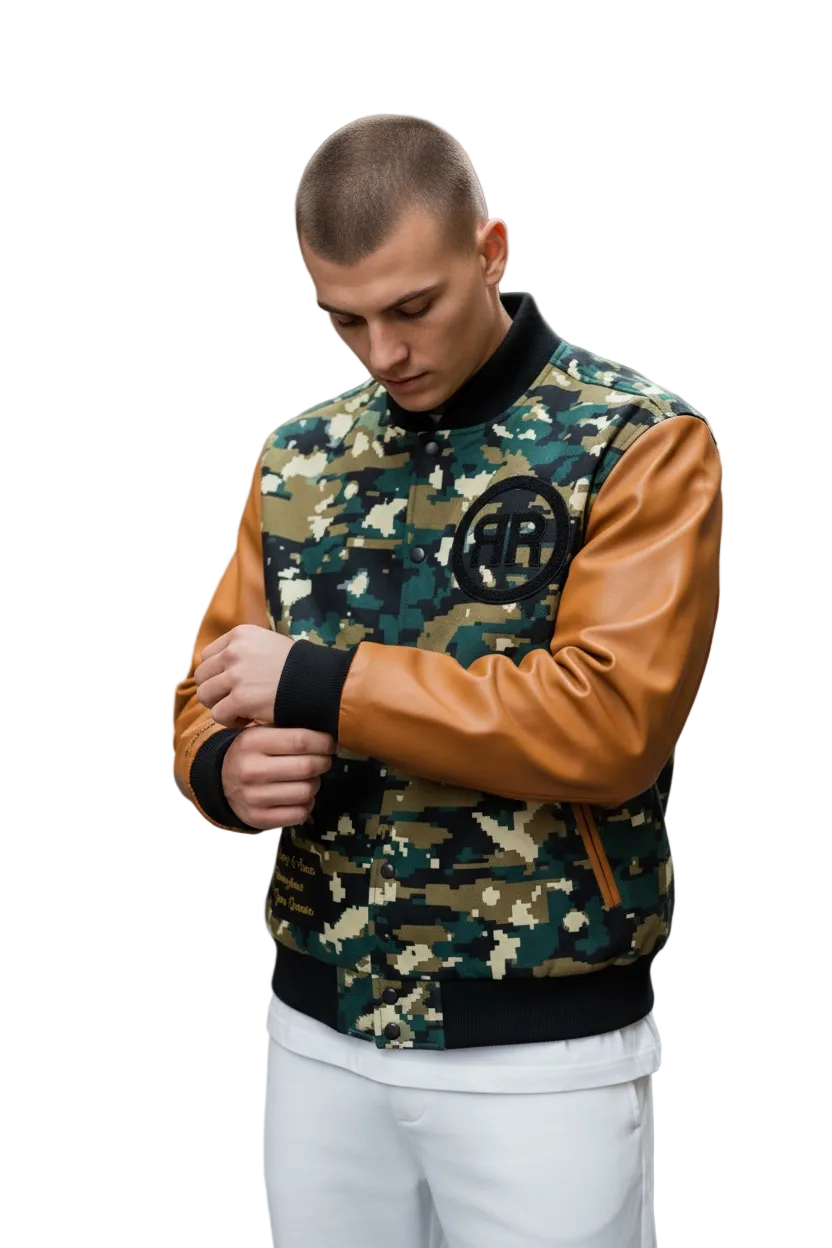 Righteous Rule "Flagship 1 Camouflage" Varsity Jacket. - RIGHTEOUS RULE
