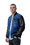 Blue and Black Camouflage Varsity Jacket - RIGHTEOUS RULE