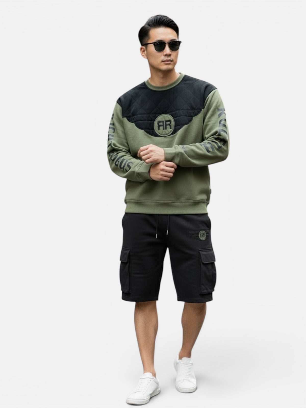Righteous Rule Holy Wings Olive Green Crewneck Jogger Sets - RIGHTEOUS RULE