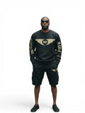 Holy Wings Distressed Logo Sweatshirt Bk/Green - RIGHTEOUS RULE