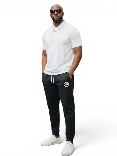 Circle Logo Premium Cotton Fleece Sweatpants Black - RIGHTEOUS RULE