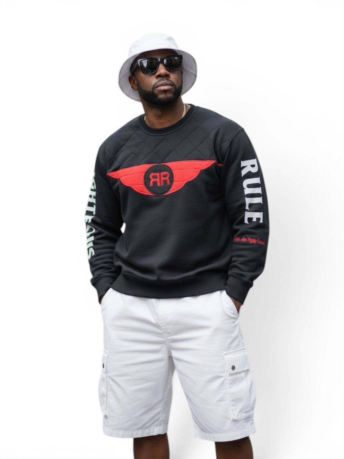 Holy Wing Distressed Logo Sweatshirt bk/red - RIGHTEOUS RULE