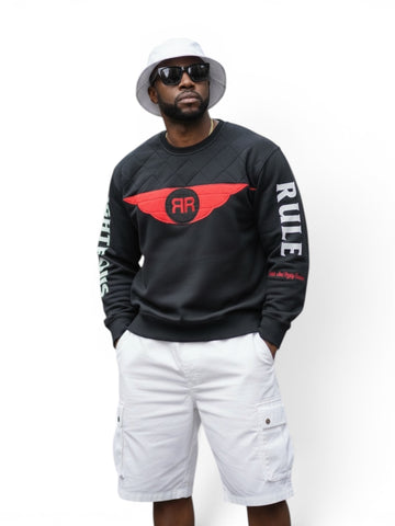 Holy Wing Distressed Logo Sweatshirt bk/red - RIGHTEOUS RULE