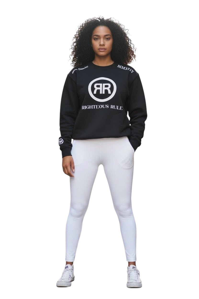 Circle Logo Sweatshirt Premium Cotton Fleece BK/WH - RIGHTEOUS RULE