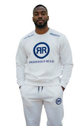 White/Blue 2pc Heavyweight Crewneck Logo Jogger Set - RIGHTEOUS RULE