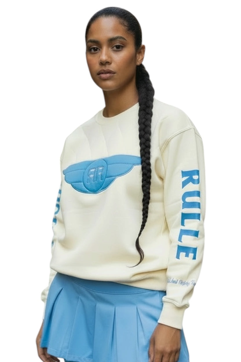 Holy Wings Cotton Fleece Sweatshirt Cream/Sky Blue - RIGHTEOUS RULE