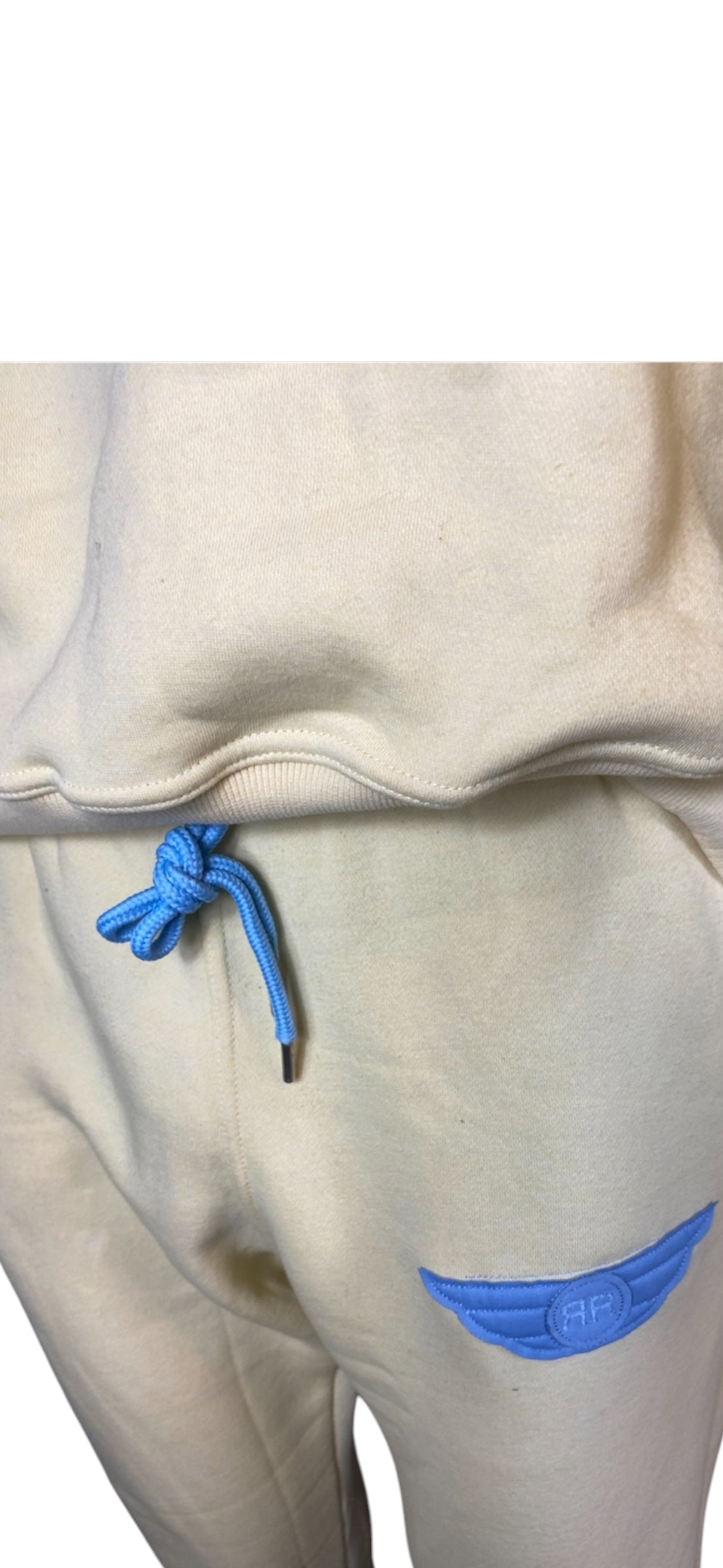 Righteous Rule Holy Wings Cream/Sky Blue Cotton Fleece Crewneck Jogger Set - RIGHTEOUS RULE