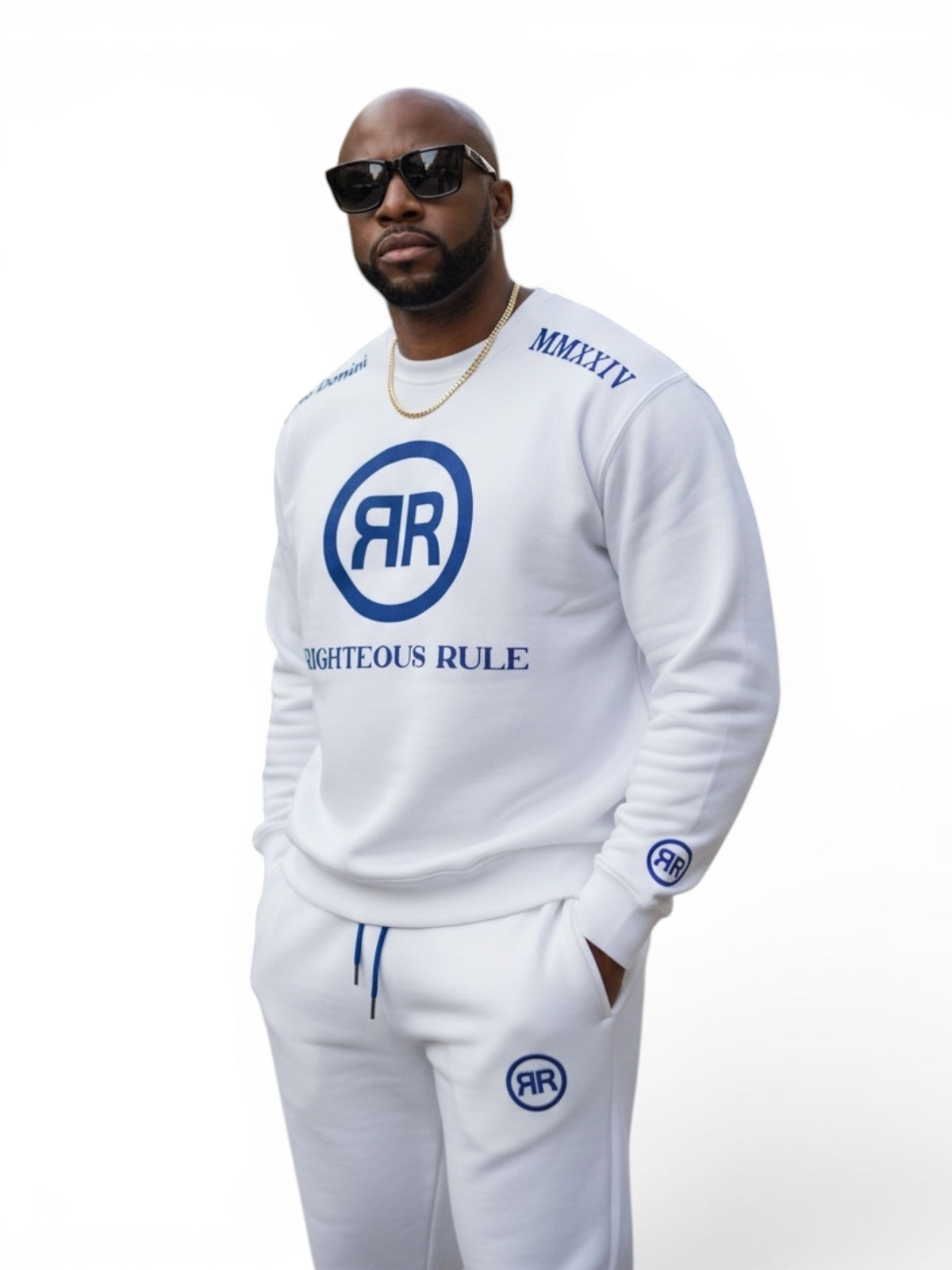 Circle Logo Premium Cotton Fleece Sweatshirt WH/BL - RIGHTEOUS RULE