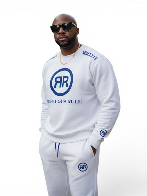 Circle Logo Premium Cotton Fleece Sweatshirt WH/BL - RIGHTEOUS RULE