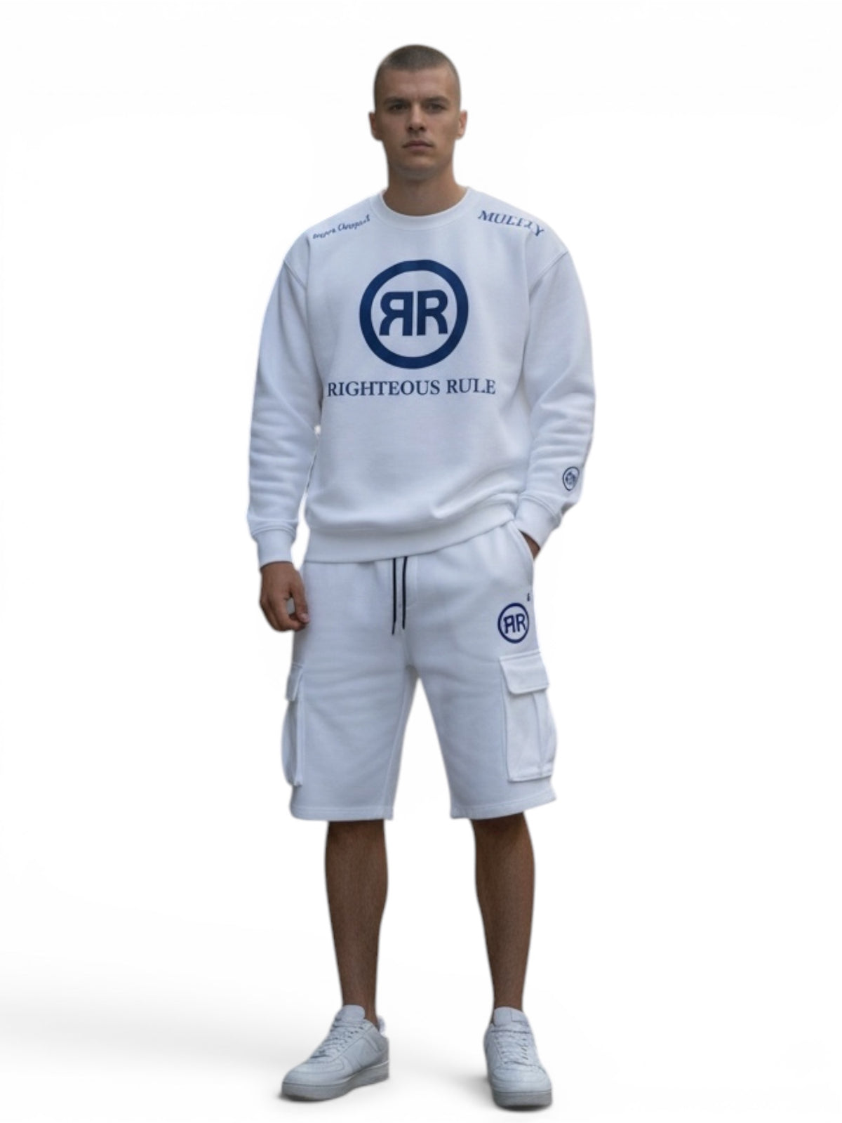Circle Logo Premium Cotton Fleece Sweatshirt WH/BL - RIGHTEOUS RULE