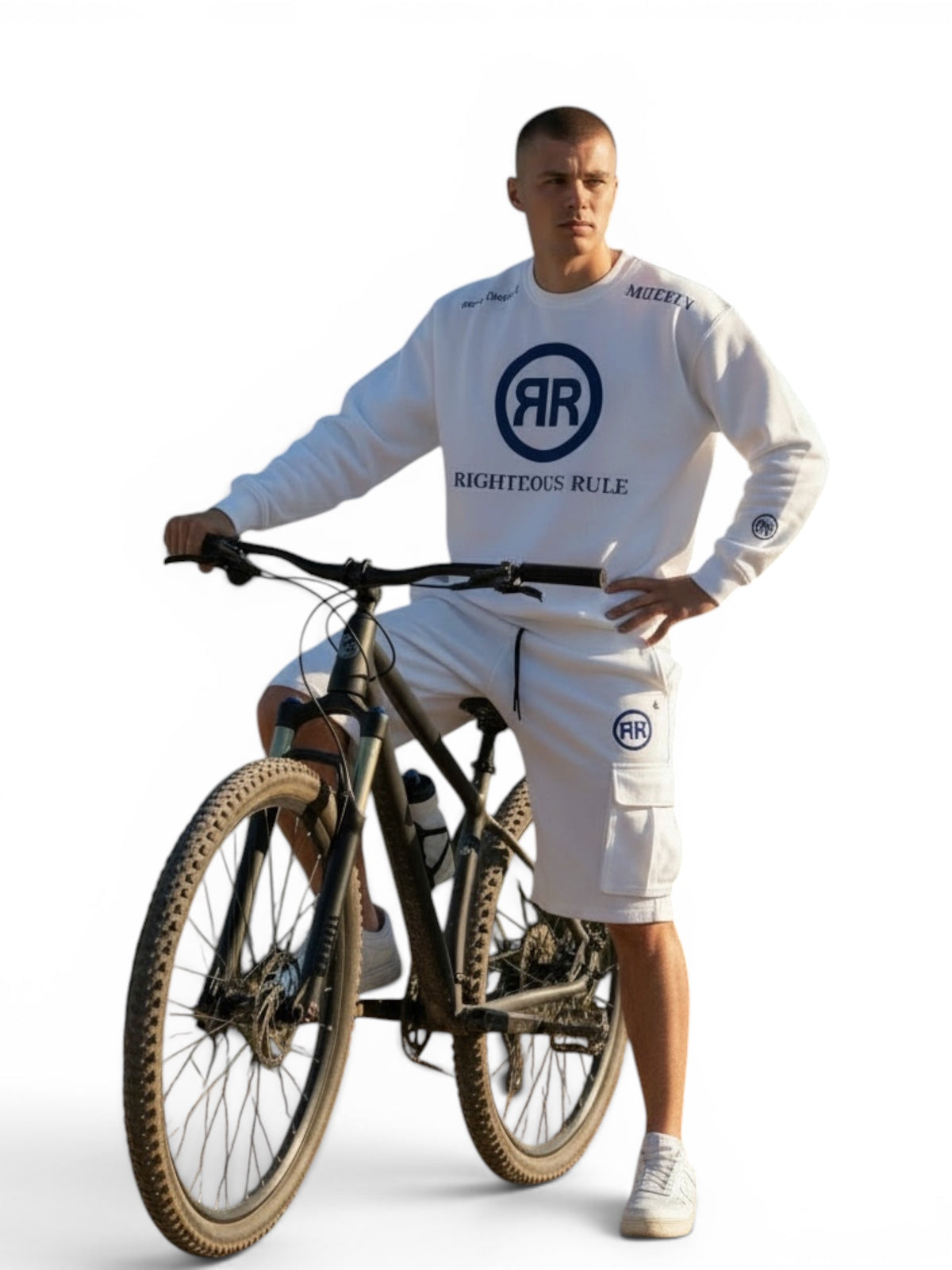 Circle Logo Premium Cotton Fleece Sweatshirt WH/BL - RIGHTEOUS RULE