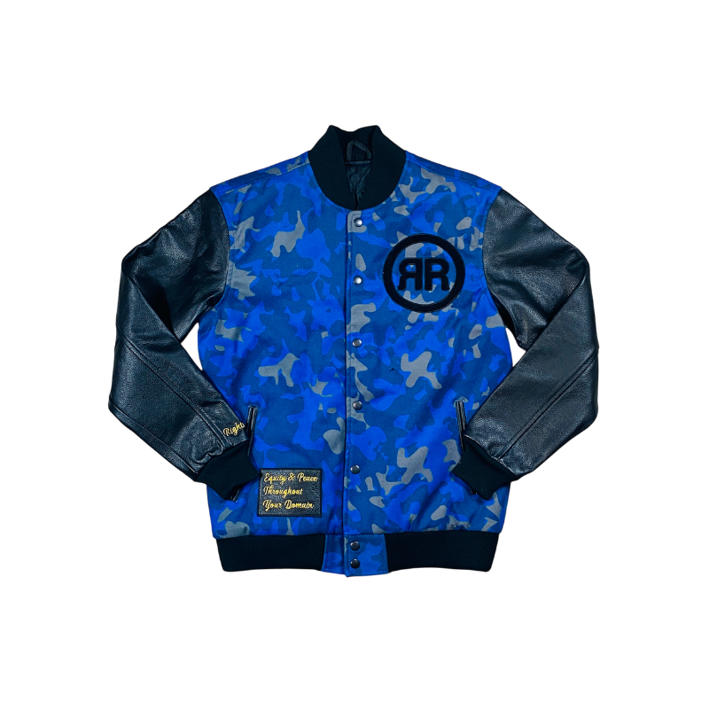 Blue Camouflage Varsity Jacket - RIGHTEOUS RULE