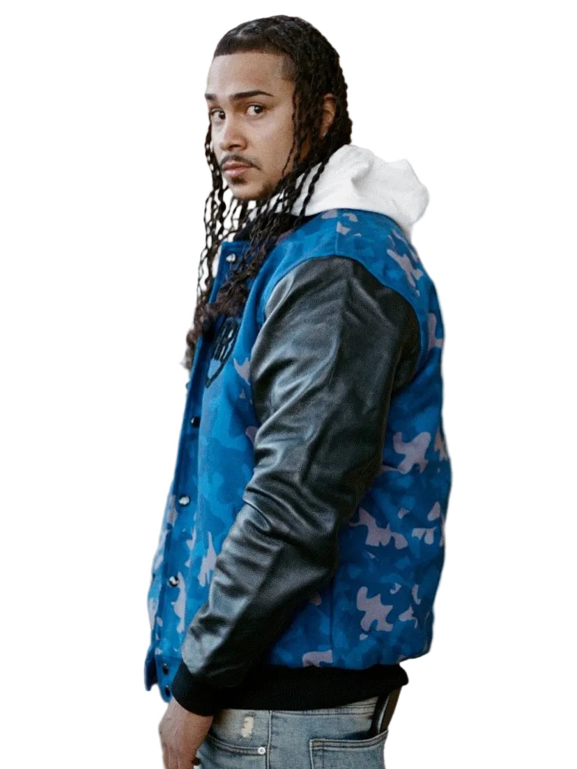 Blue and Black Camouflage Varsity Jacket - RIGHTEOUS RULE